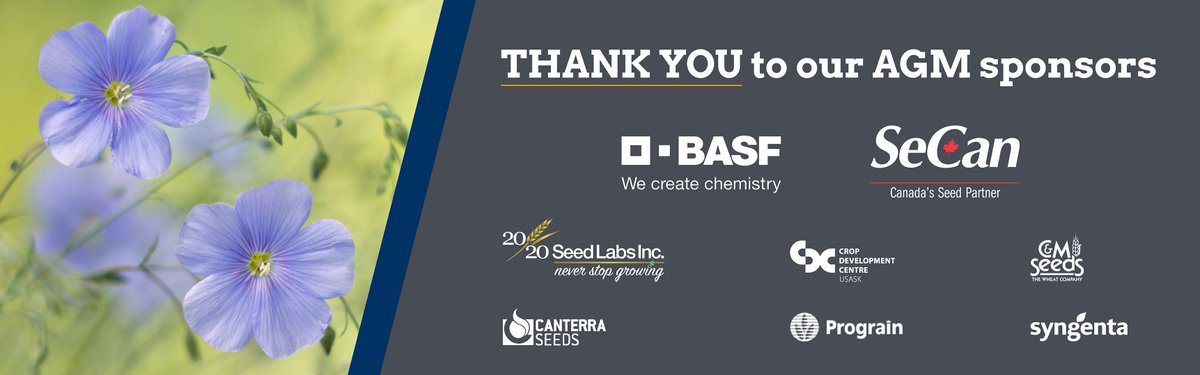 Seedgrowers's tweet image. Our AGM would not have been possible without the support of our great sponsors! A big thanks to each of you! @SeCan @BASFCanada @2020SeedLabs @CDC_USask @thewheatteam @canterraseeds @Prograin_inc @Syngenta