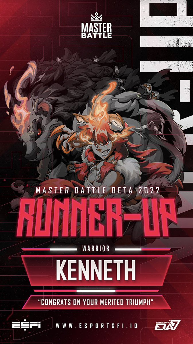 esports_fi's tweet photo. ๐ฅณ๐ฅณ๐ฅณ
Congratulations to KENNETH @theblock_hk
The Runner-up of #MasterBattle Beta 2022 by
@esports_fi x @Era7_official
As always, Kenneth provides us great show, nice play!
Thanks to all @vallunaguild @ATTM_Game_Guild @laplap_io https://t.co/O9tTWUTKkf