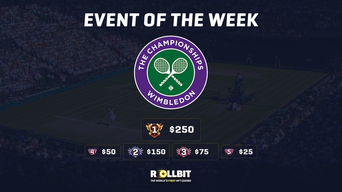 rollbit's tweet photo. Win up to an additional $250 in our Sports Event of the Week betting on @Wimbledon 🎾 

As we see #Wimbeldon2022 draw to a close it’s all still to play for!

5 People who follow @rollbitcom &amp; RT will win $50 each 😎

Read more: https://t.co/Znsb7kQWhD https://t.co/K4QgkoerMZ