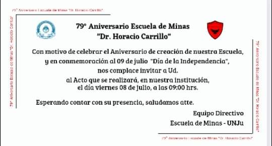 #EscueladeMinas #UNJu #Jujuy 
#79Aniversario ❤️ 🖤 ❤️