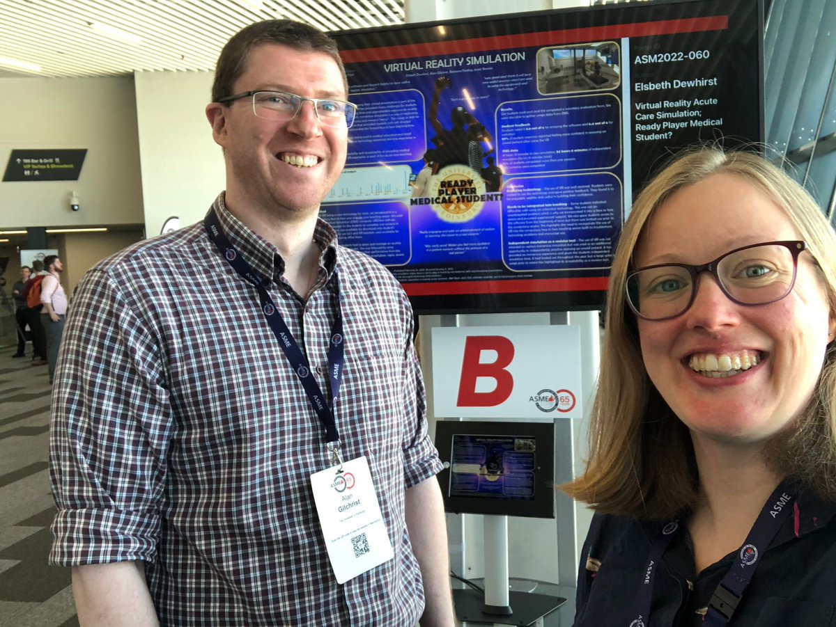Clinical Skills Edin (@clinskillsed) on Twitter photo Well done Alan and Elsbeth on presenting their amazing poster on virtual simulation at <a href="/EdinUniMedicine/">Edinburgh Medical School</a> 👏 #goteam #ASME2022 <a href="/asmeofficial/">Association for the Study of Medical Education</a> Well done Alan and Elsbeth on presenting their amazing poster on virtual simulation at <a href="/EdinUniMedicine/">Edinburgh Medical School</a> 👏 #goteam #ASME2022 <a href="/asmeofficial/">Association for the Study of Medical Education</a>