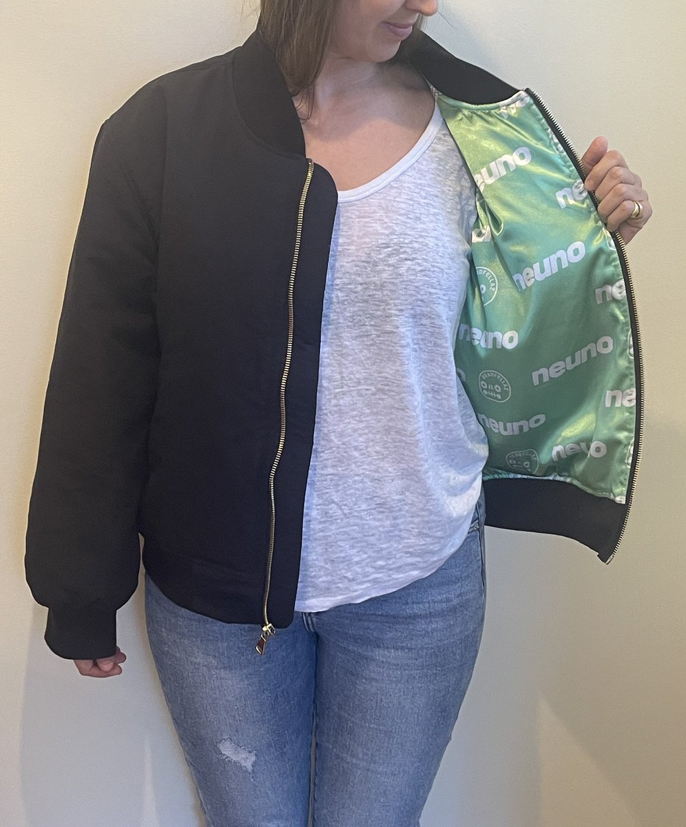 Here’s our <a href="/Deadfellaz/">Deadfellaz</a> x <a href="/neuno/">Neuno</a> bomber. It’s such nice thick quality, hand embroidered face on the back, matt finish on the outer, gold hardware, pockets and our collab lining inside. Had so many comments on this one when we wore it in nyc 🫶🏼