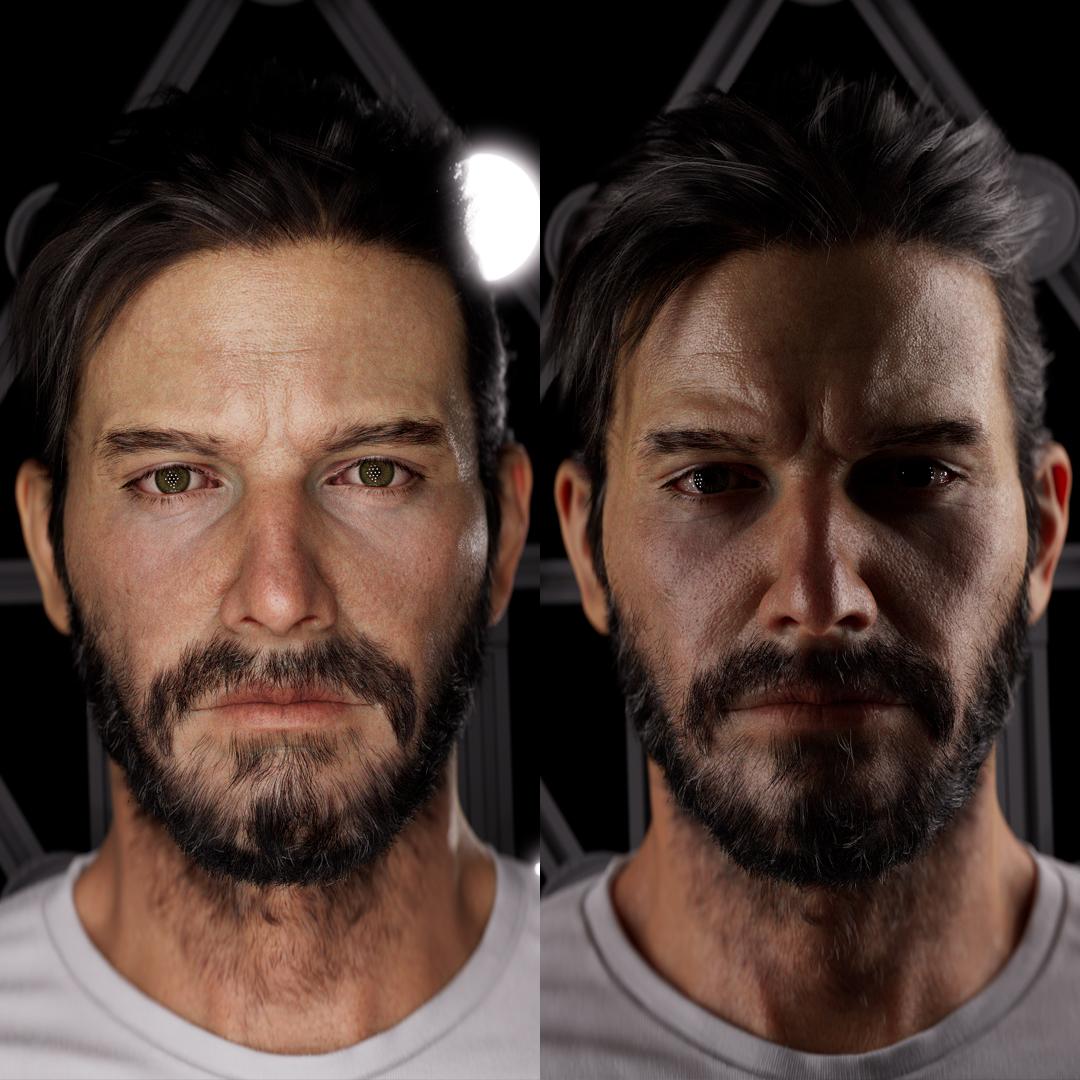 Here's a first look at the textures and shading. Still very much a work in progress but it's super nice seeing it all come together. 

#3dportrait #3dart #photorealism #art #digitalhuman #arnoldrender #maya #zbrush #cgi #vfx