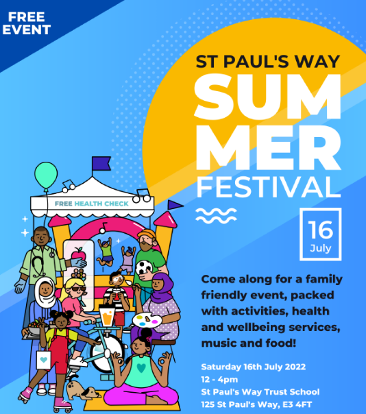 CompassWB's tweet photo. Excited for St Paul's Way Summer Festival on 16th July- a fun, free family event with health and wellbeing services
For further detailβs please see https://t.co/Er4bK30IrN
#festival
#wellbeingservices https://t.co/YmTUvNaiES