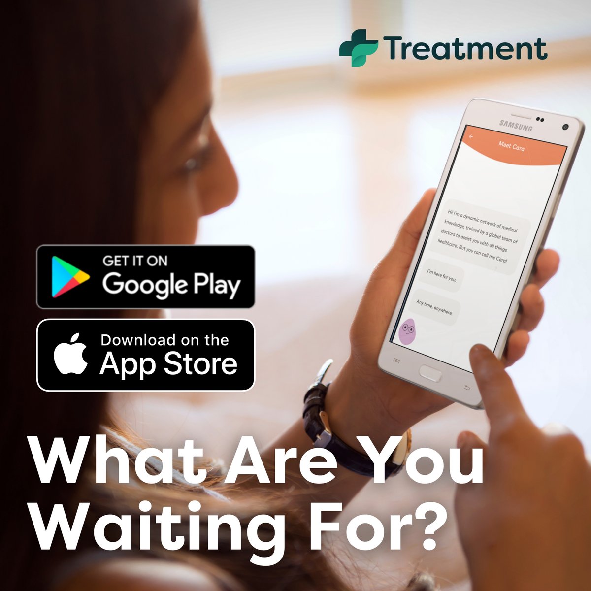 Imagine a world where all your healthcare needs could be met with the touch of a button.

Treatment Digital Health App is, in fact, just that! Join an already thriving community and access top-notch medical care that is available 24/7 without having to leave your home.