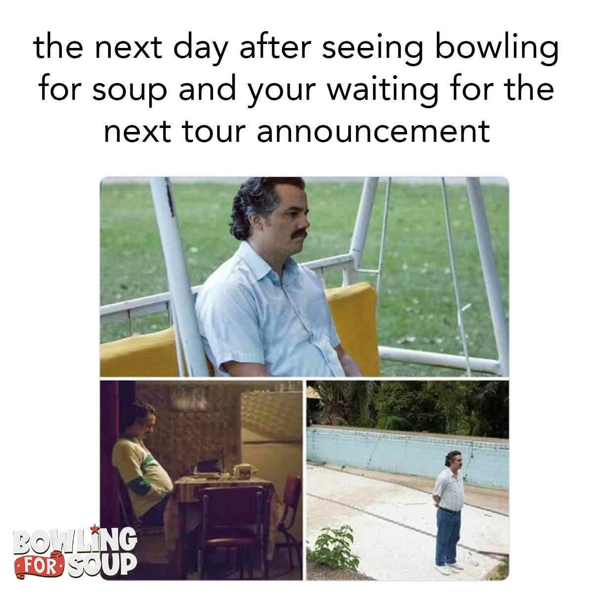 bfsrocks's tweet photo. IT BE LIKE THAT SOMETIMES!
WHAT CITY DO YOU WANT TO SEE US PLAY?
#BowlingForSoup #OnTourForever #But2WeeksAtATime #WeHaveFamilies #SeventyFivePercentOfUsHaveKids #BurneyHasWally
On Tour Now ποΈπ
https://t.co/hPb9VoP8w3 https://t.co/x0uy5yEGr7