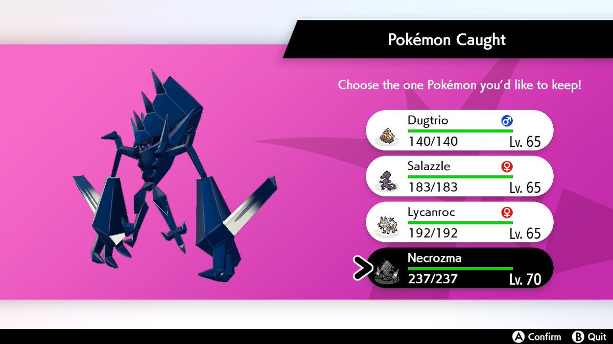 Strixite's tweet photo. Shiny Necrozma after 75 max lair encounters! So quick and a nice shiny for my living shiny dex 😁

Next Target - ✨ Celesteela 

#Pokemon #PokemonSword #PokemonShield #NintendoSwitch #ShinyHunting #ShinyNecrozma #MaxLair #DynamaxAdventure #LivingShinyDex https://t.co/WZX5j6hbkY