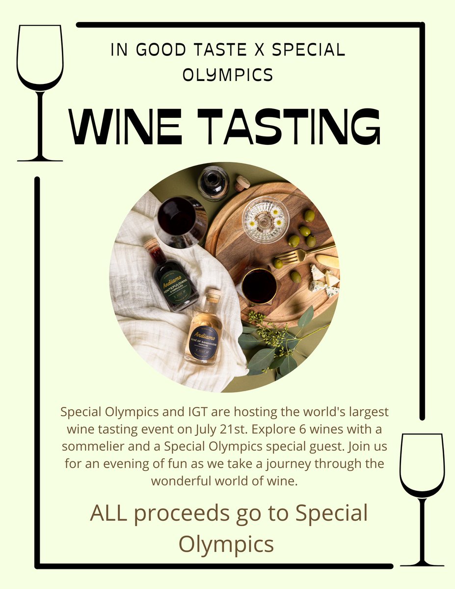 Join Special Olympics for a guided 75 minute virtual wine tasting! ALL proceeds go towards Special Olympics. The deadline to register is Monday, June 11. Don't wait! Please help make this a record breaking event for Special Olympics and our athletes >> givebutter.com/IGTKansas
