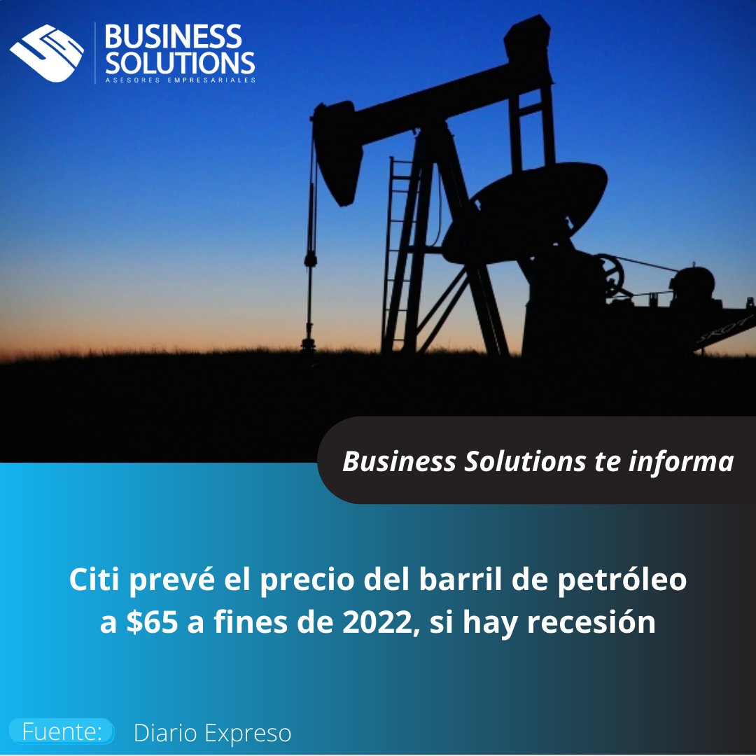 BS_Solutions's tweet photo. La época del petróleo caro puede terminar. El banco estadounidense Citi contempla una caída del petróleo a $65 si finalmente hay recesión. Y el precio puede ser incluso menor. El barril llegará a $45, si la crisis se prolonga.
Para más información: https://t.co/QtqkK2PWgp https://t.co/fP2423V2OC