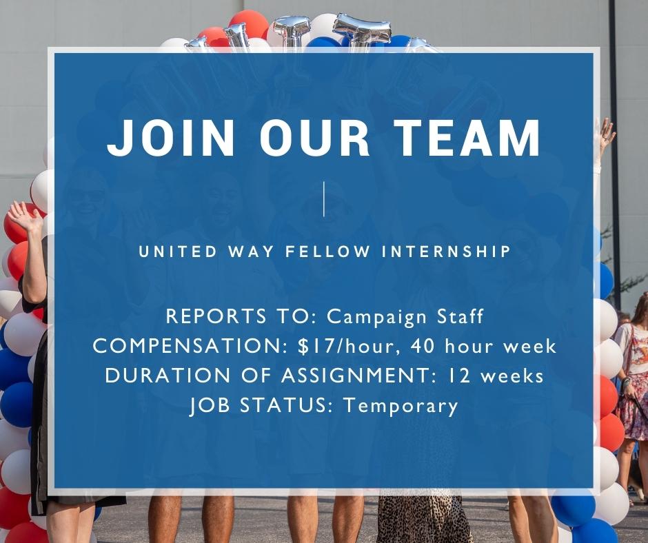 tulsaunitedway's tweet photo. We're hiring 2022 campaign fellows! This position helps Tulsa Area United Way execute our annual campaign. Interested candidates are encouraged to visit https://t.co/TMbYY8MBMj before July 15, 2022 to complete an employment interest form #LiveUnited #LoveWhereYouWork #JoinOurTeam https://t.co/HfX1g3mN3B