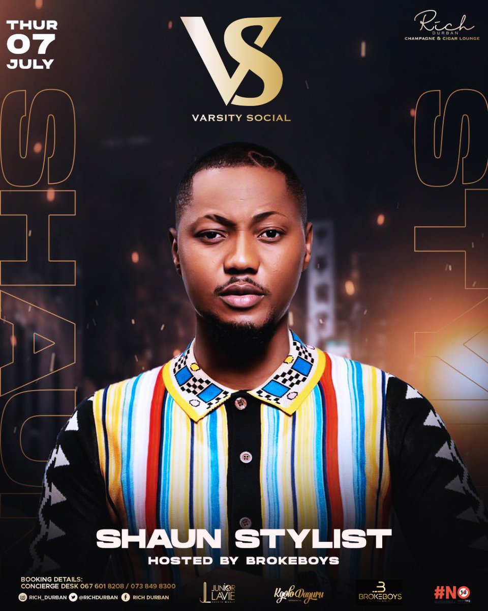 Ayohhh Dubane‼️ This One Is For You… #RichThursdays - Varsity Social Presents One Night Only With <a href="/shaunstylist/">ShaunStylist</a> 

Supported By:<a href="/hands_dj/">#HandsMakeHerDance..</a>, <a href="/fakumfutho/">.</a> &amp; <a href="/realdjinn/">⚔️⚰️🧛🏻‍♂️</a> 

MC: @melellyn_
Hosted By: @brokeboys.entertainment 
Table Bookings: 0676018208/ 0738498300 ☎️