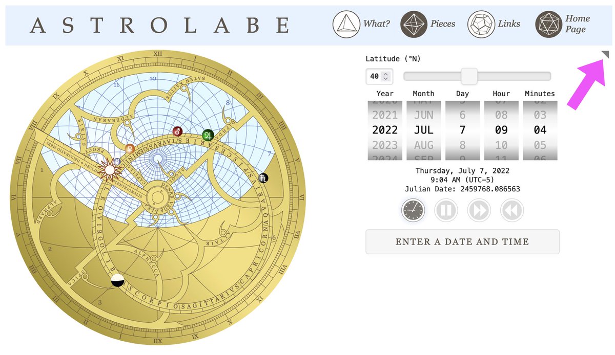 Alexander Boxer (@schemeofheaven) on Twitter photo New #astrolabe feature: A "presentation mode" button (small gray triangle, upper-right). This lets you access the toggle switches at the bottom of the page without having to scroll away from the astrolabe. Thank you <a href="/StephenHSM/">Stephen Johnston</a> for the suggestion!
alexboxer.com/astrolabe New #astrolabe feature: A "presentation mode" button (small gray triangle, upper-right). This lets you access the toggle switches at the bottom of the page without having to scroll away from the astrolabe. Thank you <a href="/StephenHSM/">Stephen Johnston</a> for the suggestion!
alexboxer.com/astrolabe