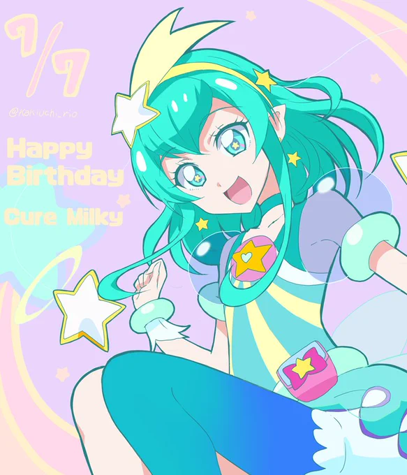 七夕だし何か絵を描きたくなったので、今日が誕生日のララちゃん描いた。おめでとー#キュアミルキー生誕祭2022#羽衣ララ生誕祭2022 