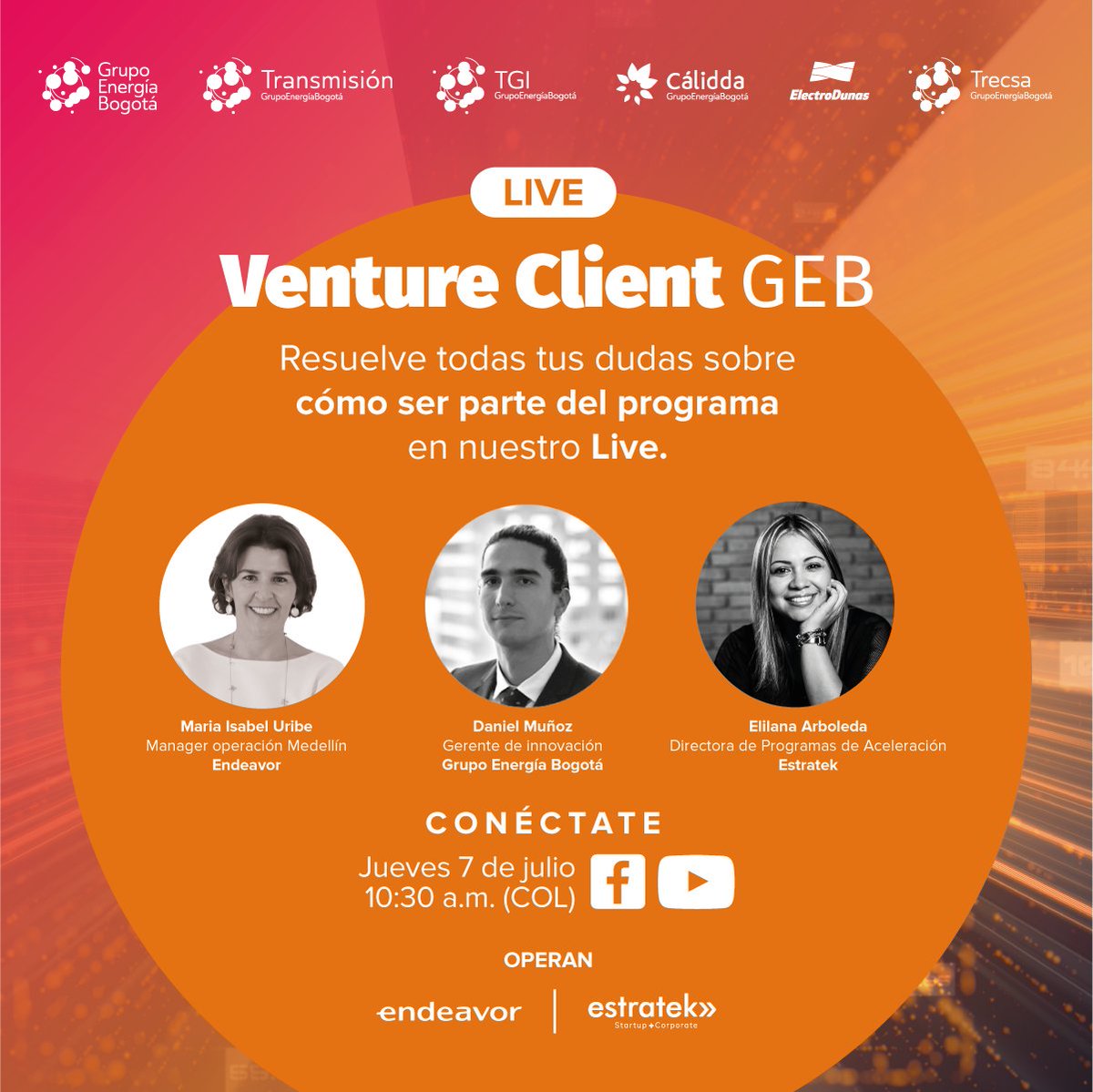 etkventures's tweet photo. En este Live conocerás cómo ser parte del #VentureClientGEB 🚀🙋‍♂️🙋‍♀️

Te contaremos los requisitos para poder postular tu #startup o #scaleup y los beneficios que puedes adquirir si eres seleccionado.

Conéctate al espacio y comparte todas tus dudas.

https://t.co/XhBwNADVtr https://t.co/IWKJtqE4AP