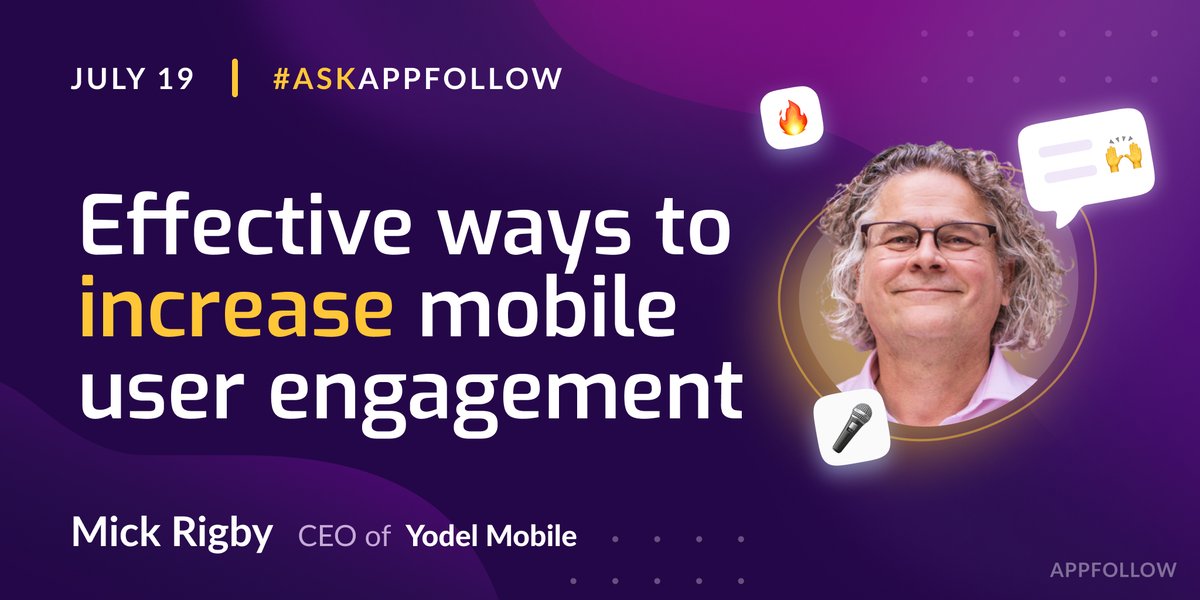 AppFollowIO's tweet photo. New month — new #AskAppFollow! This time we've invited the CEO of @yodelmobile @mickrigby. He'll be answering questions on how to increase user engagement. 

Join us on July 19th to follow his answers LIVE!

Submit your questions for him here ⬇️  
https://t.co/7BLvIsCtdU https://t.co/874MwyMmda