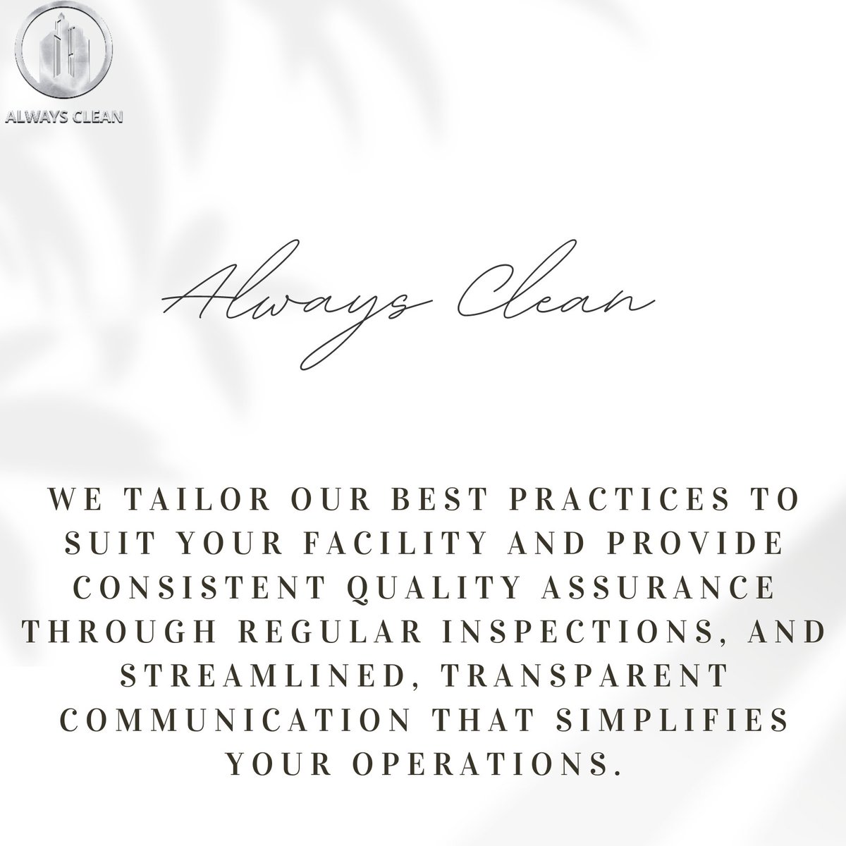 Always__Clean's tweet photo. We tailor our best practices to suit your facility and provide consistent quality assurance through regular inspections, and streamlined, transparent communication that simplifies your operations.
#janitorialservices #cleaningservices #propertymanagement  #propertymanagers https://t.co/TwWp9o2WYK