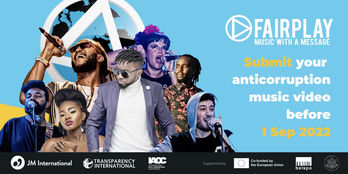 Fair Play (@fairplaymusic) on Twitter photo Are you a musician or a band with a message? Aged 18-35 yo? Then enter the #FairPlay2022 competition & join the movement to fight corruption through music!
🎸 The best acts will perform at the #IACC2022 organised by <a href="/anticorruption/">Transparency International</a> in Washington DC!
➡️ anticorruptionmusic.org Are you a musician or a band with a message? Aged 18-35 yo? Then enter the #FairPlay2022 competition & join the movement to fight corruption through music!
🎸 The best acts will perform at the #IACC2022 organised by <a href="/anticorruption/">Transparency International</a> in Washington DC!
➡️ anticorruptionmusic.org