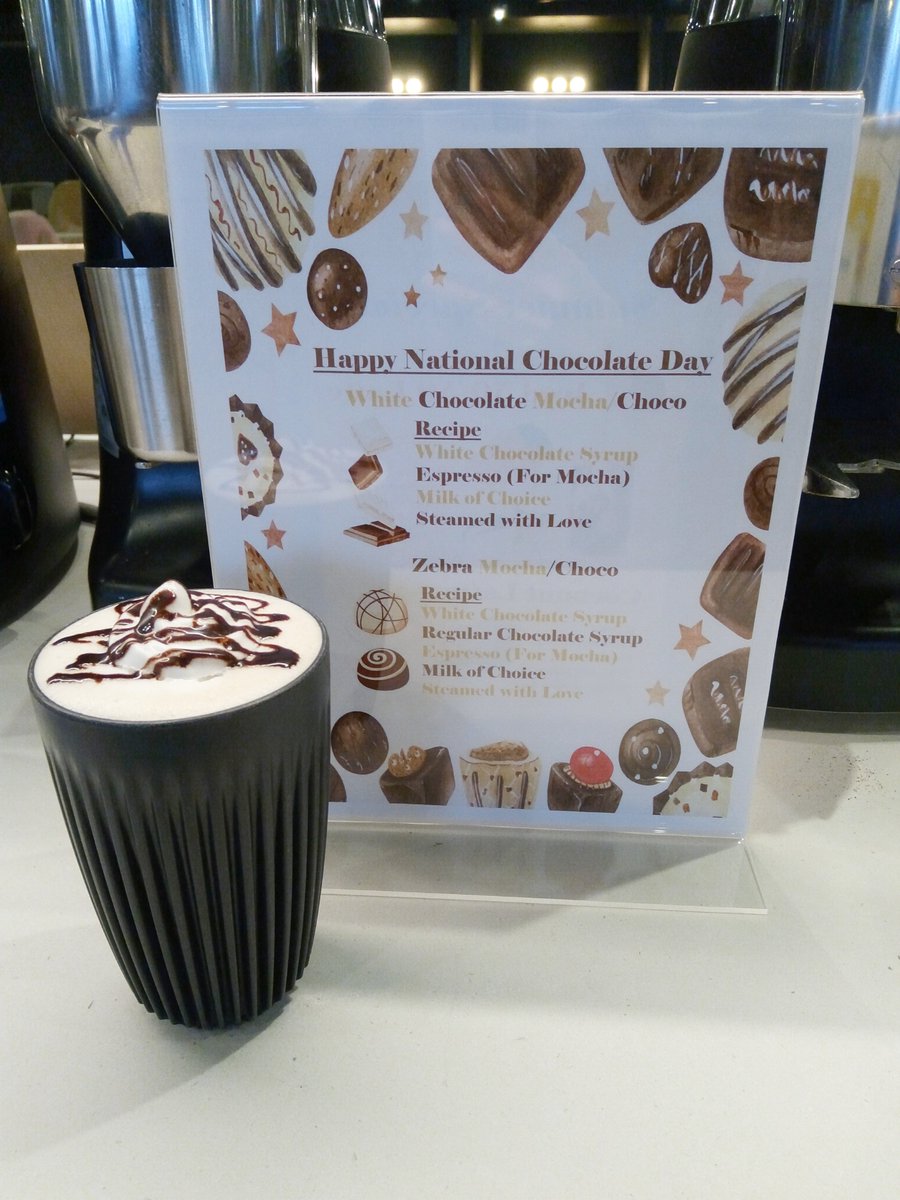 Happy national chocolate day! Come by the perch today to try our one-day specials -- white mocha/chocolate or zebra mocha/chocolate! 🍫🤍