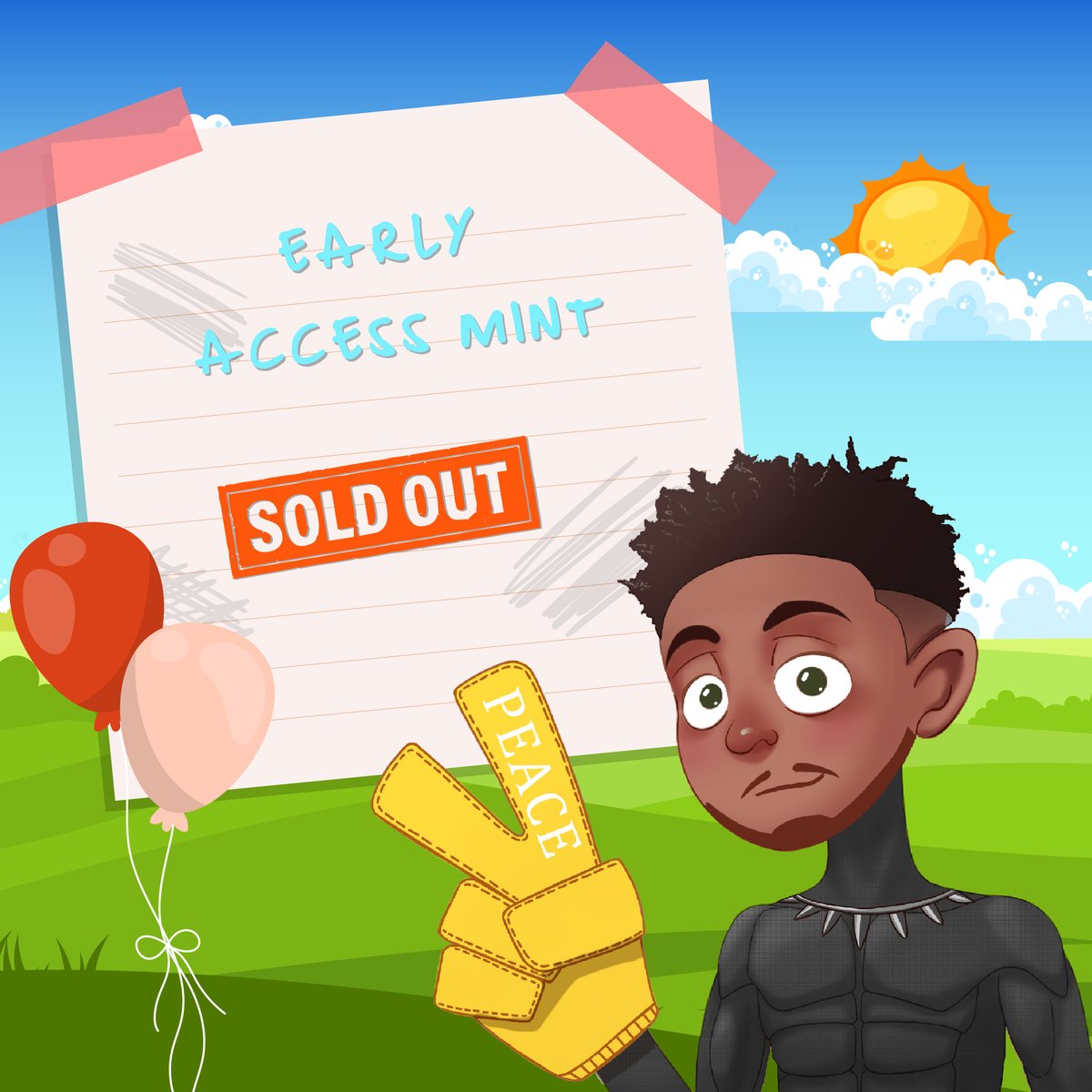 All SOLD OUT in 10 minutes ‼🔥

Love y'all for the support ❤

We will giveaway 10 NFTs later ! WAIT FOR OUR ANNOUNCEMENT HERE💨

Buy from OpenSea now ✌
opensea.io/collection/pea…

#NFT #Freemint #PeaceFamily #Stopwarnow #peace #mint