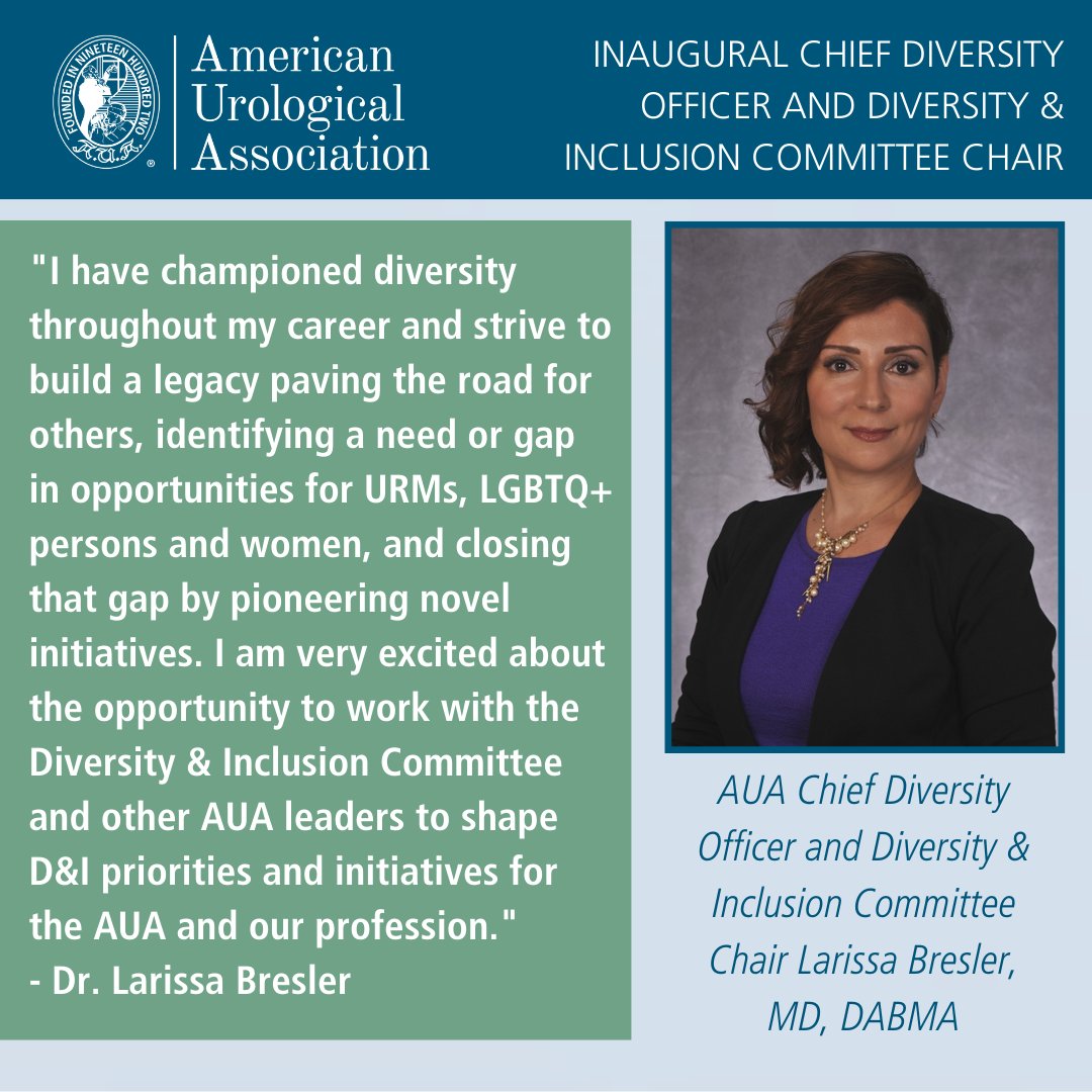 We are proud to announce Dr. Larissa Bresler will be the inaugural Chief Diversity Officer and Diversity & Inclusion Committee Chair - beginning her 3 year term on 8/1/22. We are now accepting applications for members of the D&I Committee. Learn More🔗 bit.ly/3P6N74N