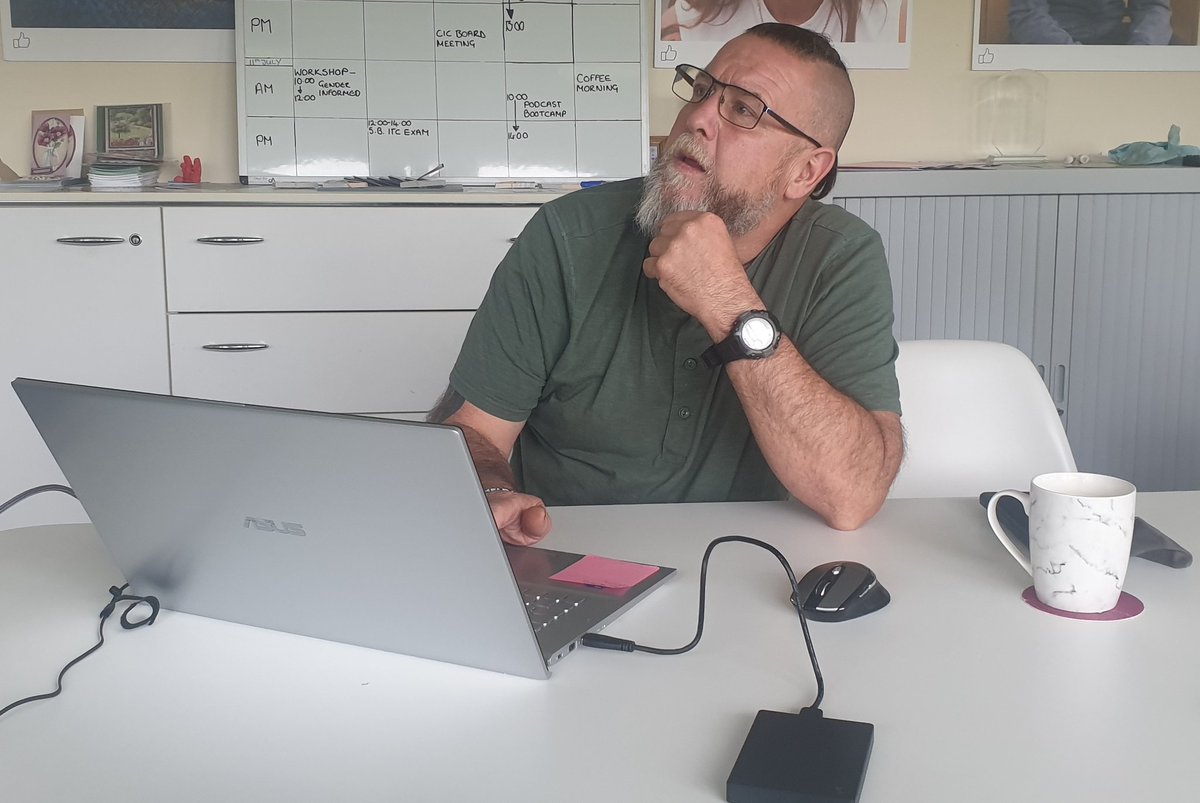 community_cast's tweet photo. At the start of our #PodcastBootcamp Steve had never been involved in podcasting or audio production,7 weeks later he's just finished editing an entire episode he scripted with other members, and on which he is a host. Tip of the cap sir🥳 #communityvoices #communityrenewalfund https://t.co/AHFuGeexyJ
