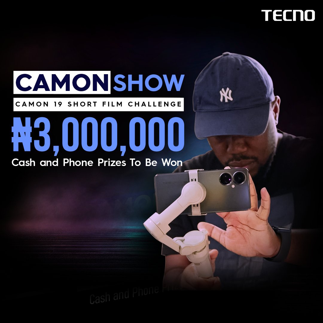 TECNOMobileNG's tweet photo. Are you a creative storyteller? 
Can you shoot a short film using your mobile phone? Then join the CAMON Show Short Film Competition to be part of the N3,000,000 worth of cash
and phone prize winner with an award recognition.

#CAMONShow
#CAMON19ShortFilm https://t.co/L64cbL1TxJ