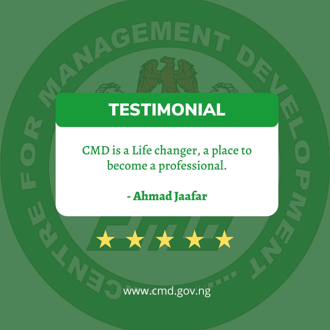 NigeriaCmd's tweet photo. The Centre for Management Development is an institution that impacts and transition our participants into competent individuals, most importantly in Promoting Management excellence in their career...
#cmdnigeria #testimonial #programmes #workshops #trainingtrainers https://t.co/sgl5Ta4w93