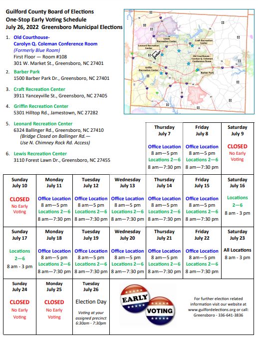 Early #voting starts today! Check out the calendar below for a list of polling places and availability. #ncpol
