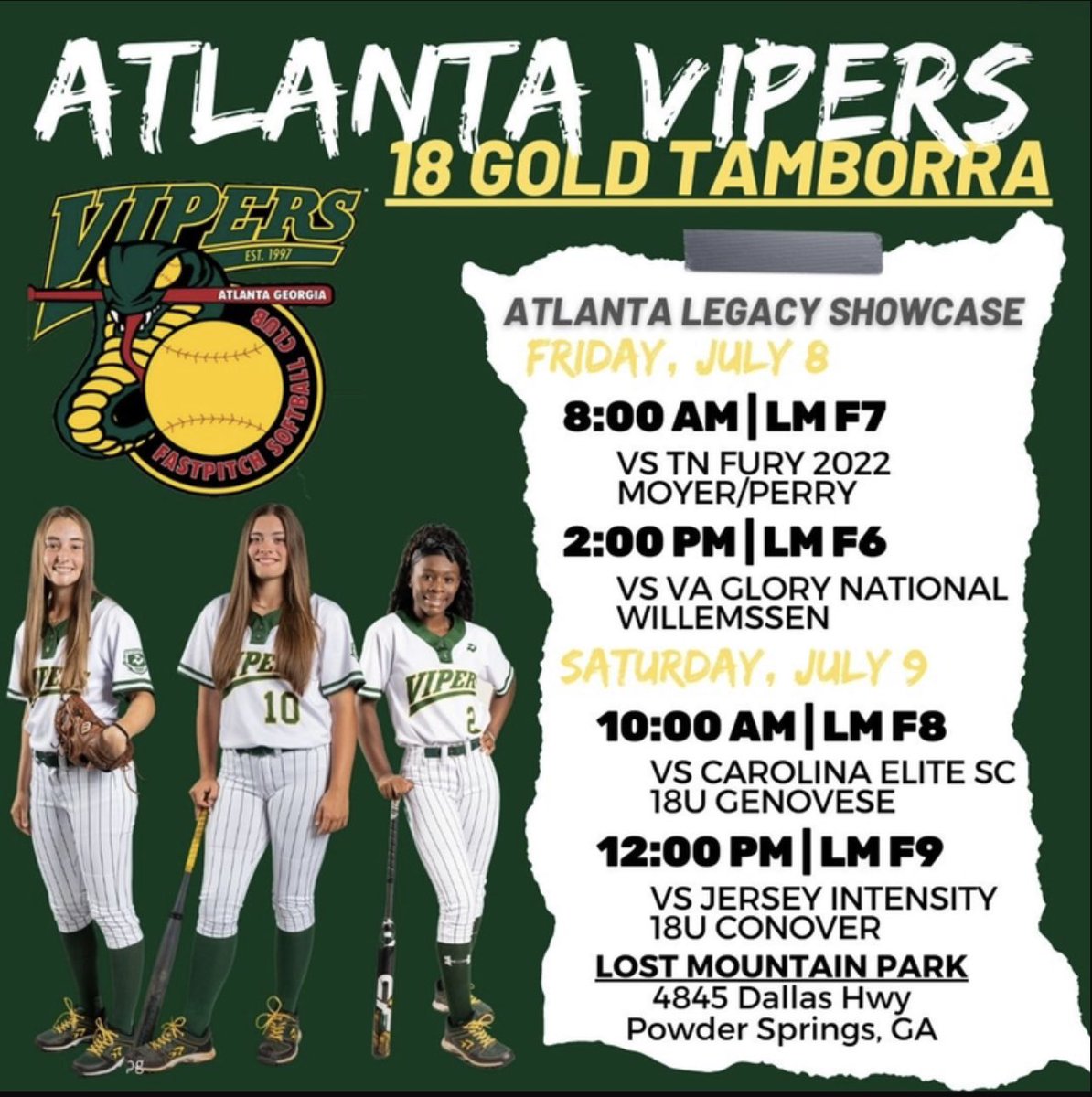 Legacy this weekend!! Let’s get after it <a href="/ATLVipers05/">Atlanta Vipers 18 Gold - Tamborra</a> 💚
