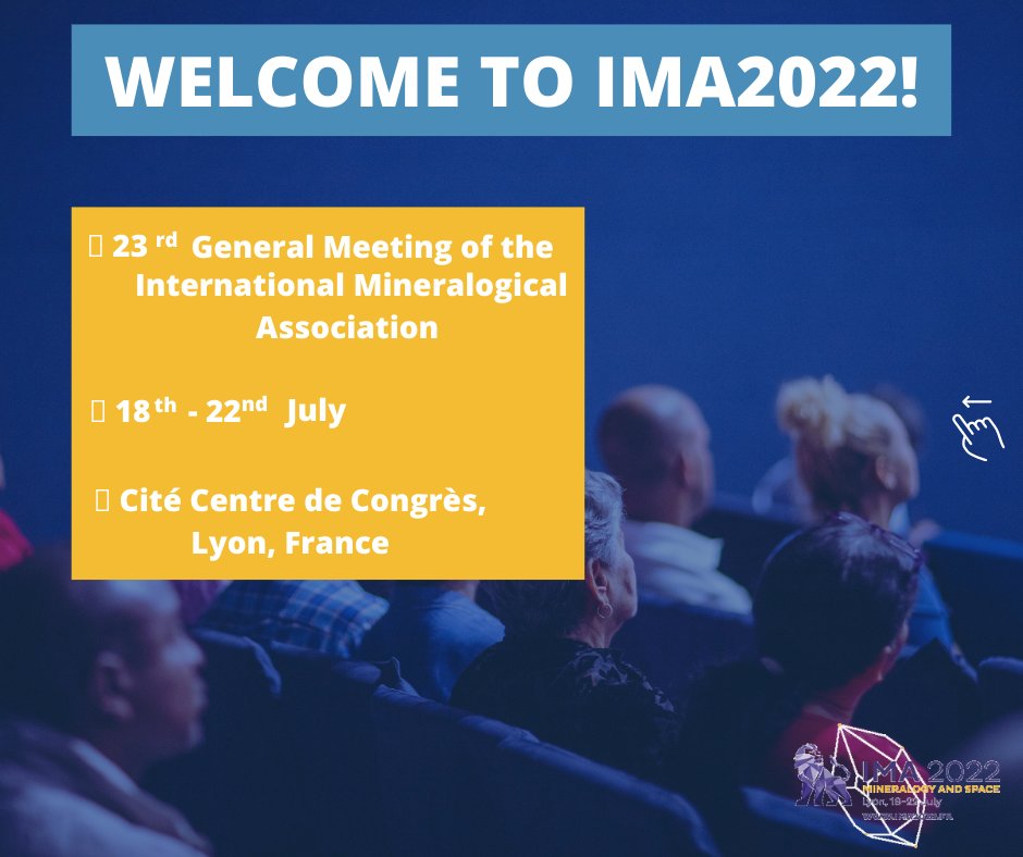 CongressIma's tweet photo. #IMA2022 is finally here! We are pleased to welcome you to the 23rd congress on international mineralogical association

Check the program for more information 👇

https://t.co/GKHSuDkfI8

We hope you enjoy your time in Lyon!

#Mineralogy #IMA  #Lyon #Mineralogyandspace https://t.co/NENQZMSHrq