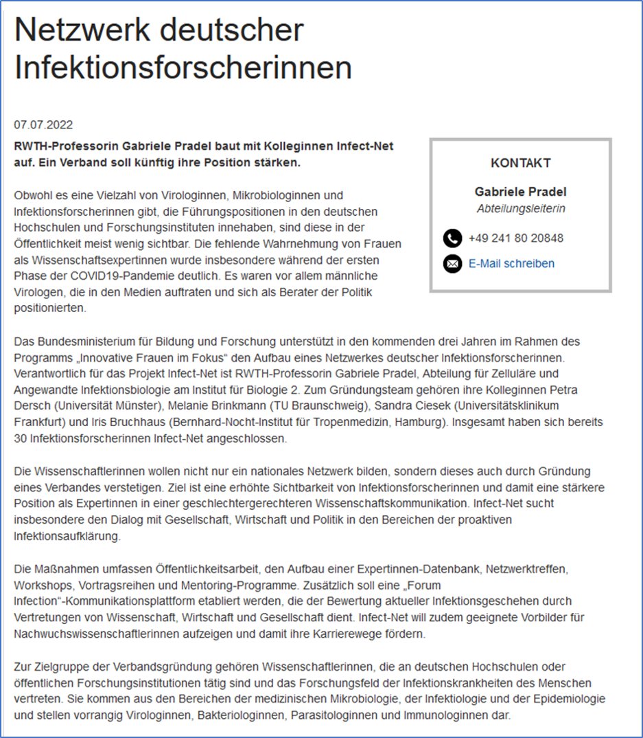 Our female infection scientist network project 'InfectNet' at @Pradel_Lab @RWTH  was accepted for funding by the @BMBF_Bund! Female infection scientists rock! 
@BrinkmannLab @pdersch @beatesodeik @marylyn_addo @UlrikeProtzer  @CiesekSandra @Kozjak_Lab  @womeninmalaria