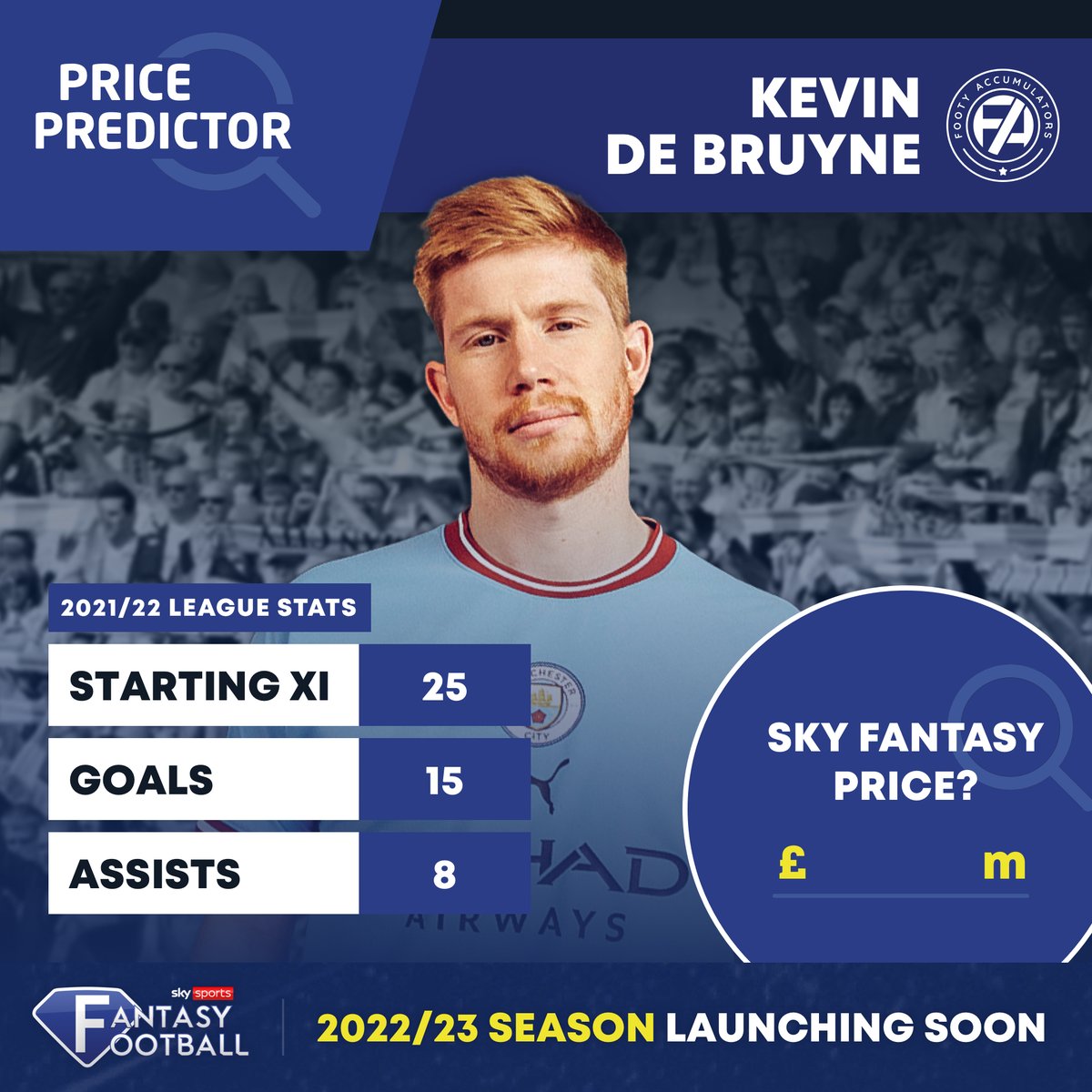 FootyAccums's tweet photo. The best midfielder in the world cost £11.5m last season! 🇧🇪

He's gonna be even better with a certain Norwegian striker to aim at now! 🇳🇴🤖

#PricePredictor | #Ad https://t.co/EdjJ7Ox08e