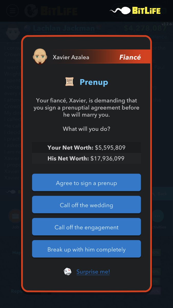 bit_cit's tweet photo. @BitLifeApp probably the richest person i’ve married in a while. https://t.co/oVxNqmompM