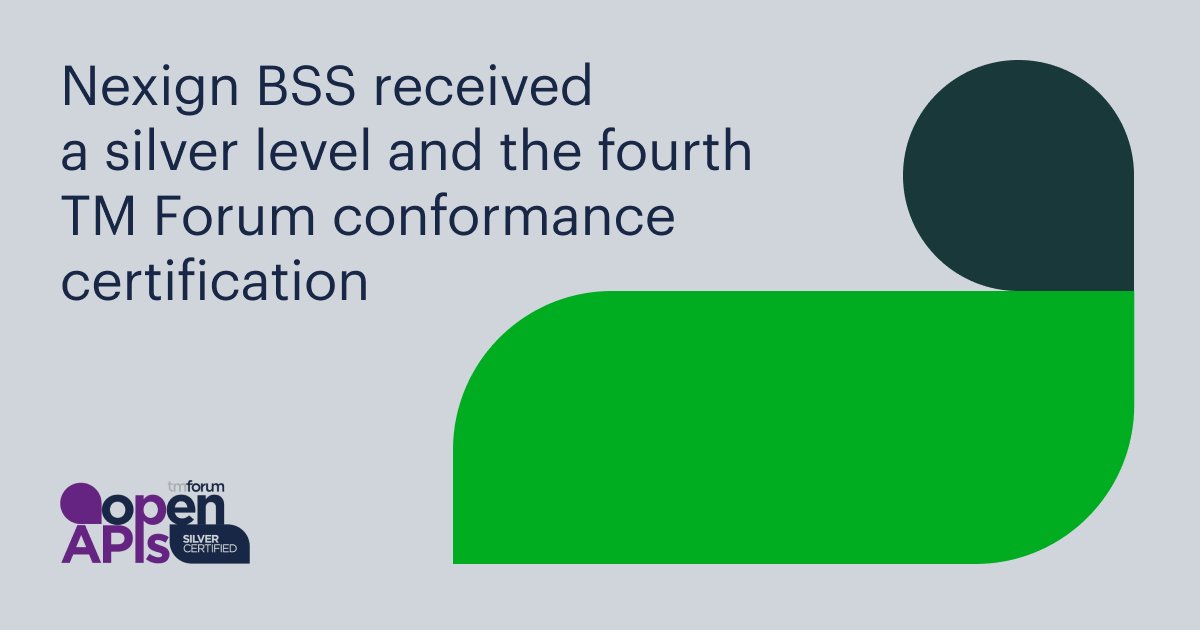 In 2022, Nexign was awarded a TM Forum certificate for its conformance to the Open API paradigm. Thus, the Nexign BSS solution has four TM Forum certificates and a silver level. 

To learn more please follow the link: nexign.com/en/newsroom/pr…