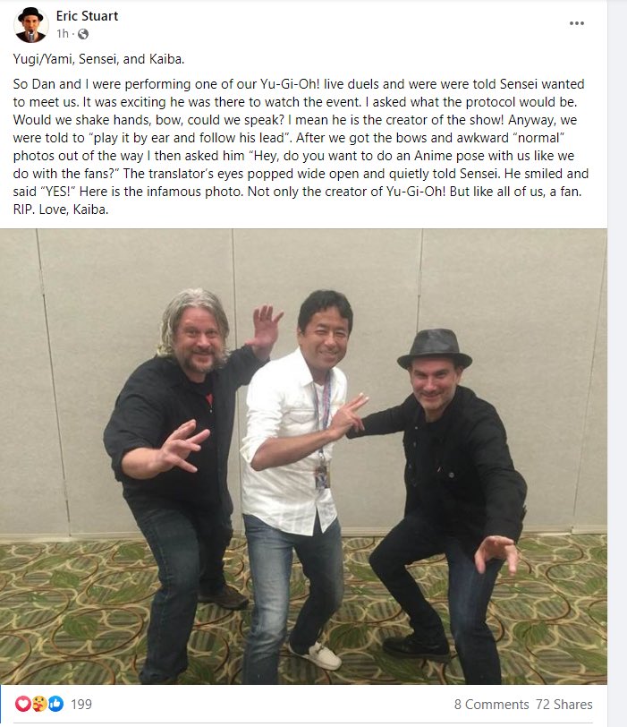 From Eric Stuart’s Facebook.
RIP Kazuki Takahashi