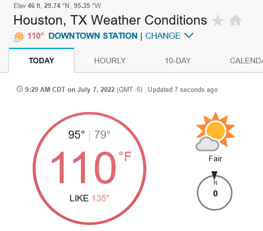 bdavidsonlamb's tweet photo. a little toasty in Houston this morning for 0930... https://t.co/J8C45UXUyo