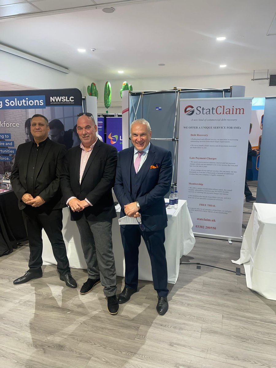 Good day at the Midlands business expo, Free legal advice for small business an how they can benefit from a free trial from Statclaim.uk to get their companies finances running efficiently 

CALL TODAY 0330 220 0550 

#Latepaymentcompensation
#commercialdebtrecovery