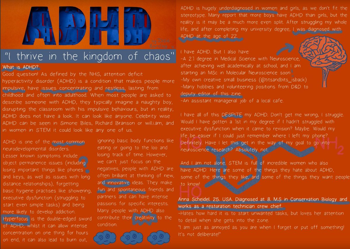 IssieBarclay's tweet photo. I can't remember if I ever shared this article I'd written, but here it is! Last year I interviewed other women in STEM with ADHD and asked them about their experiences. It was only a short piece but amazing to write and share experiences of others like me :) https://t.co/FyGSmdwpYN