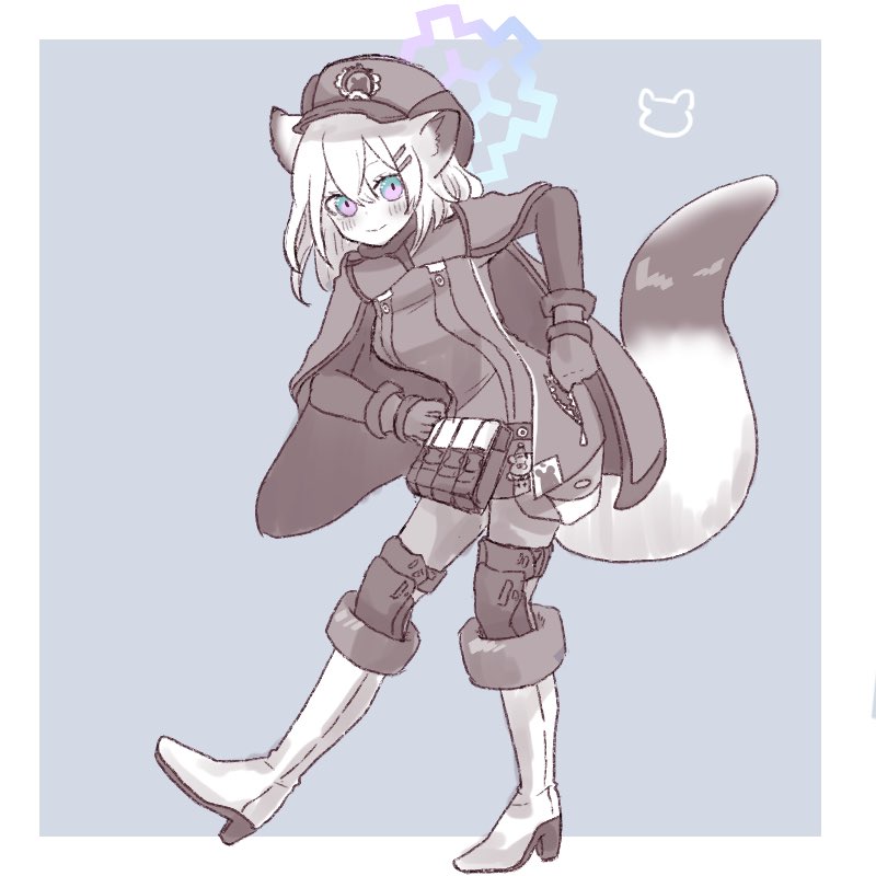 1girl animal ears boots tail solo hat gloves  illustration images