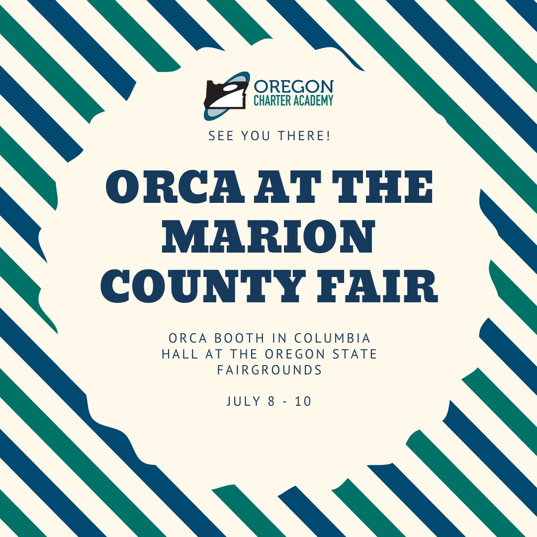 OregonCharter's tweet photo. See you at the Marion County Fair this weekend! Look for our Oregon Charter Academy booth in the Columbia Hall at the Oregon State Fairgrounds.

Know anyone interested in enrolling? Send them our way!

#MarionCountyFair #oregoncharteracademy #ORCA #MadeinMarion #MarionCounty https://t.co/AtxIZZvFmK