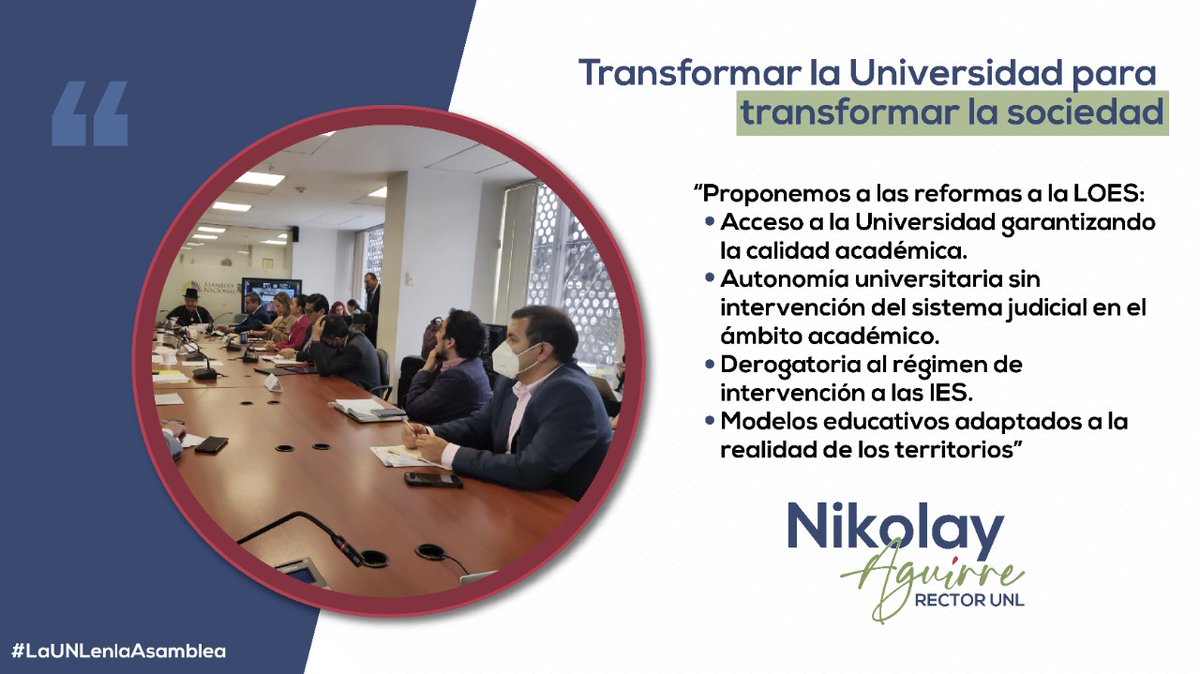 NikolayAguirre's tweet photo. ¡Transformar la Universidad para transformar la sociedad! 

Esta es nuestra propuesta a las reformas a la #LOES: Autononomía responsable, libre acceso a la universidad, excelencia académica y un sistema de educación superior adaptado al territorio. #LaUNLenlaAsamblea https://t.co/FnF9hEFD5G