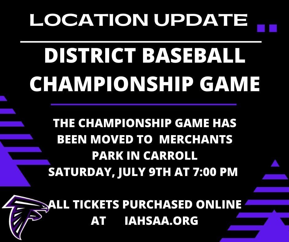 District Baseball Championship Location Change