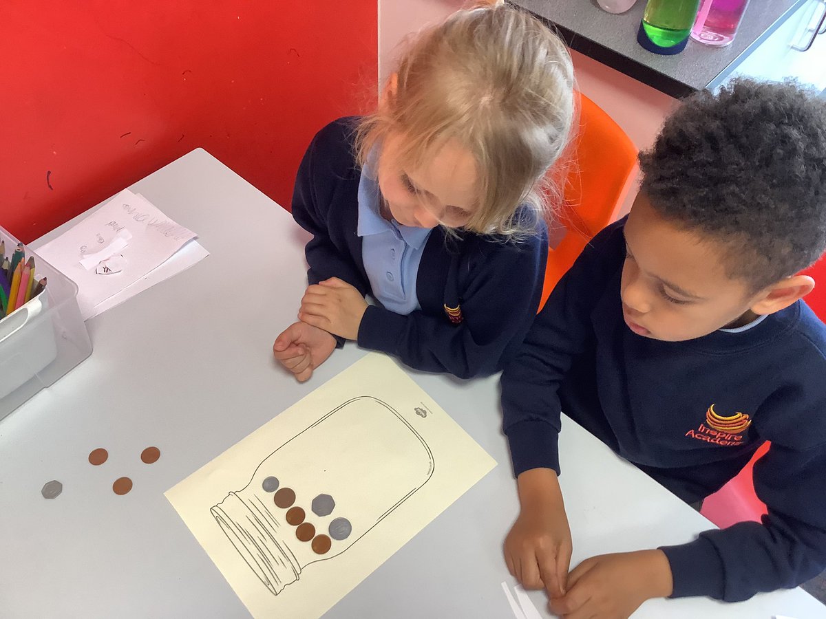 MissFowler1705's tweet photo. In Maths this week we have been looking at the value of different coins. We took it in turns to put a variety of coins into a jar for our partners to work out the total amount. I was very impressed with the children’s coin recognition and ability to calculate the correct amount. https://t.co/MN0LUhtJ3P