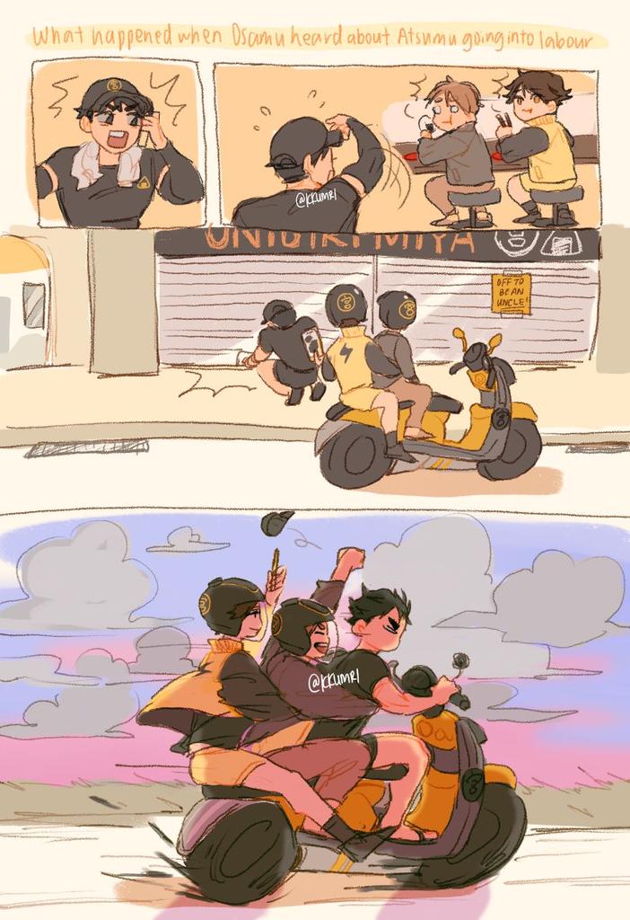 #osasunakomo when they heard that atsu went into labour 🛵💨 
#naoyukimiya 🍼 #haikyuu 