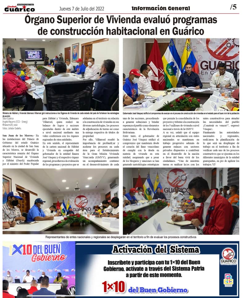 #Entérate 📰 Órgano Superior de Vivienda evaluó programas de construcción habitacional en Guárico.
<a href="/NicolasMaduro/">Nicolás Maduro</a>
<a href="/Minhvi_Oficial/">Hábitat y Vivienda</a>
@IMVillarroel1
<a href="/Gob_Guarico/">Gobierno de Guárico</a>
<a href="/josemvasquez/">José Vásquez</a>
@iavhebg_p
#VenezuelaDePaz 
#PaLanteConJoséVásquez
