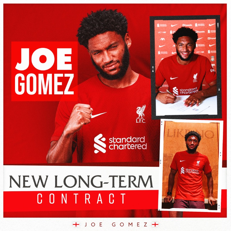 LFC's tweet photo. We’re delighted to announce that @J_Gomez97 has signed a new long-term contract with the Reds 🙌