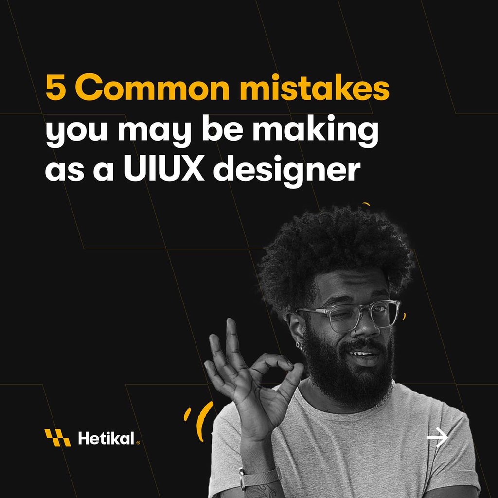 hetikal's tweet photo. [Swipe] As a beginner UI/Ux designer, there are so many mistakes that you may be making but here are 5 common ones we see everyday

At the end of the day, it’s always key to pay attention to the overall functionality and scalability of the design. https://t.co/9mlBHAXLUY