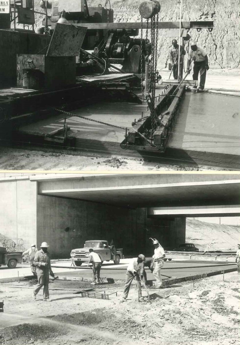 Guntert1942's tweet photo. Jumping back to 1964 together with Griffith Co., slipforming a 24' (7.5m) wide highway lane near Bakersfield, Calif.
#roadconstruction #gnz #slipforming #concreteindustry #concreteroads #griffithco #caltrans https://t.co/XnqXjBG1Xn
