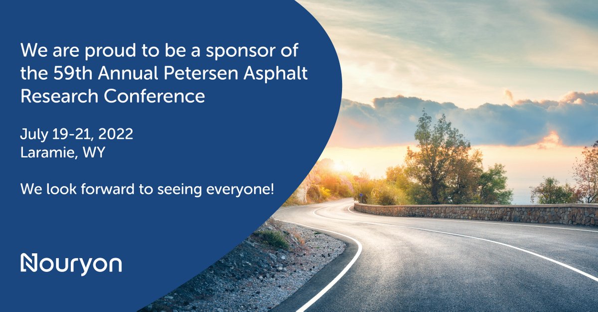 Nouryon's tweet photo. @Nouryon is a proud sponsor of 59th Annual Peterson Asphalt Research Conference. The event helps promote research for the construction of safe, durable, and cost-effective highways. Join us on July 19-21 in Laramie, WY, USA, to learn more about the future of asphalt/bitumen! https://t.co/MPorFsUFh5