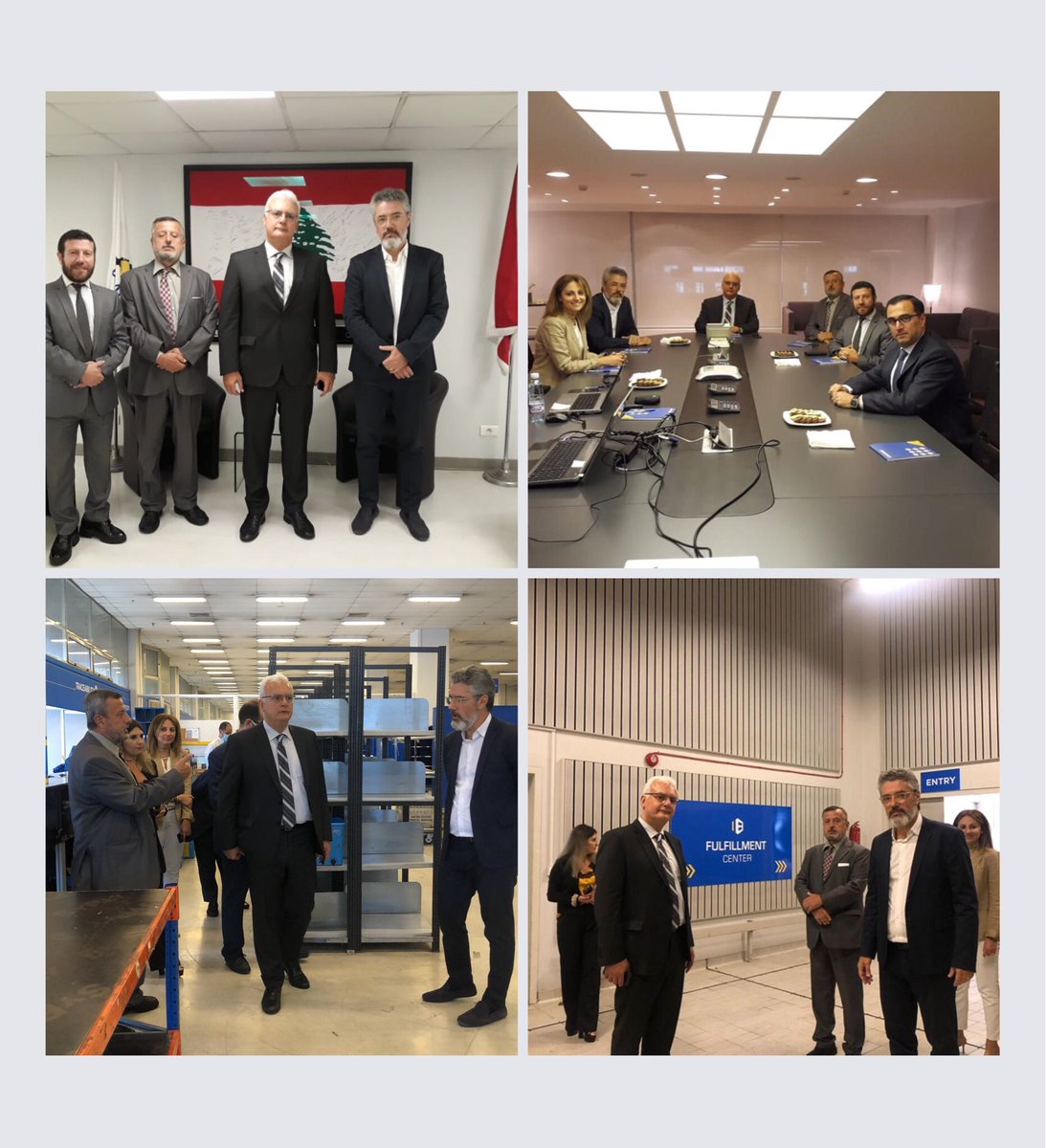 زار اليوم معالي وزير الاتصالات <a href="/MOT_LB/">MOT</a> المهندس <a href="/JohnnyCorm/">Johnny Corm جوني القرم</a> برفقة مدير عام البريد د. محمد يوسف المركز الرئيسي لليبان بوست واستعرض مع المدير العام انطوني لورفنغ <a href="/lorfing/">Antoni Lorfing</a> ومجلس الادارة شؤون القطاع. كما جال معاليه على كافة الاقسام ومركز التخزين (Fulfilment Center) الذي افتتح مؤخرا.